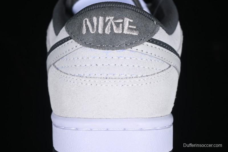 Nike Dunk Low 85 Double Swoosh White Grey SB Low Top Casual Skate Shoes - HV1800-101