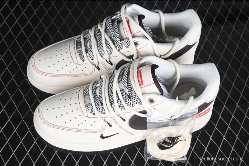 Nike Air Force 1 '07 Low Supreme Collaboration - Beige Red Lace-Up Low-Top Casual Sneakers SJ1198-104