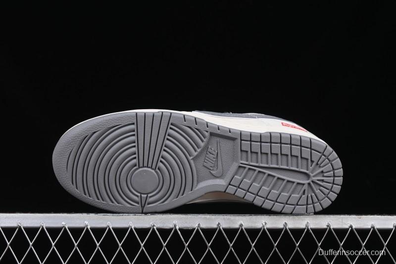 Nike SB Dunk Low Supreme Collaboration Grey Swoosh Double Mini Swoosh Anniversary Custom Low-Top Casual Sneakers - XX2025-688