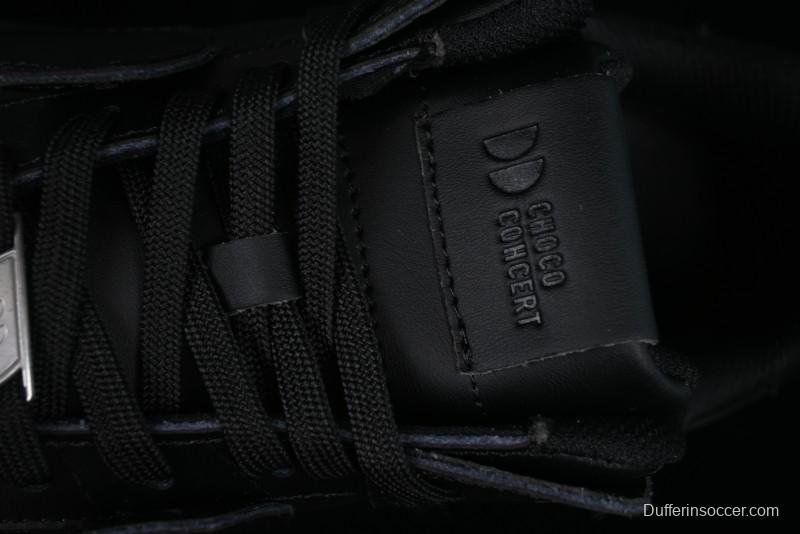 Choco Concert Leather Round Square Asymmetric Fashion Sneakers Black - AJE5