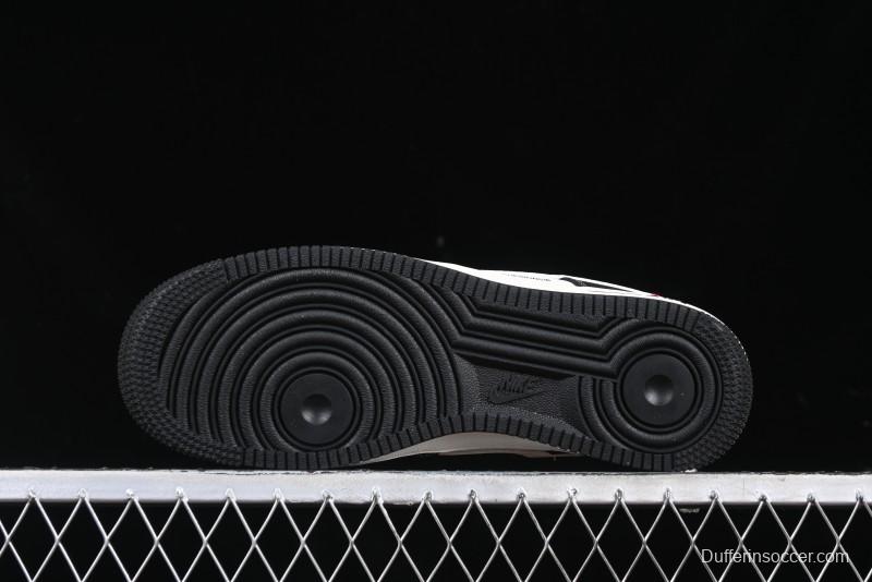 Nike Air Force 1 '07 Low Stussy Collaboration - Beige Black with Red Tab Low-Top Casual Sneakers - SJ6698-014