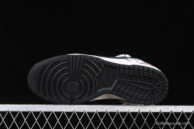 Nike SB Dunk Low Supreme x Stone Island Triple Collaboration Strap Patch Black Swoosh Anniversary Custom Low-Top Casual Skate Shoes - YX5066-202