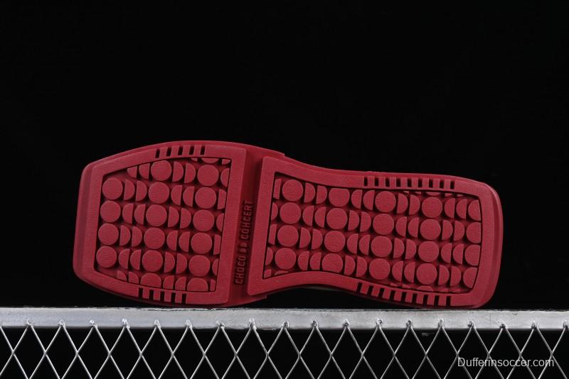 Choco Concert Leather Round Square Asymmetric Fashion Sneakers White Wine Red - AJE5