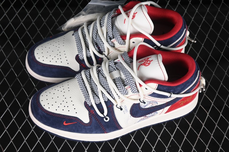 Nike Air Jordan 1 Low OG SP AJ1 Year of the Snake Limited Edition Red Blue Drawstring Low-Top Casual Sneakers - SJ9950-051