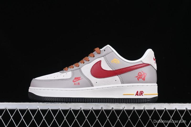 Nike Air Force 1 '07 Low Year of the Snake Limited Edition Beige Grey Red Swoosh Casual Sneakers - DM6688-029
