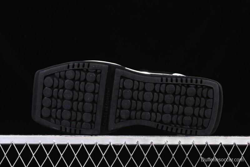 Choco Concert Leather Round Square Asymmetric Fashion Sneakers Black White - AJE5