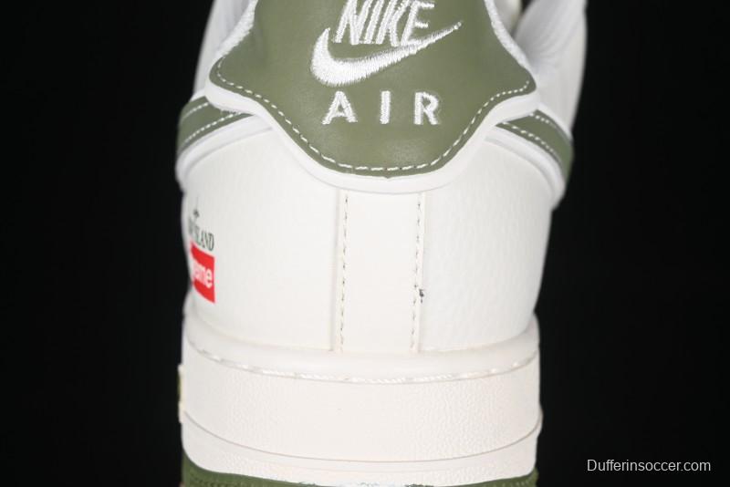 Nike Air Force 1 '07 Low Stone Island x Supreme Collaboration Beige Green Swoosh Low-Top Casual Sneakers - BB1616-301