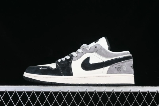 Nike Air Jordan 1 Low AJ1 The North Face Collaboration - Grey Black Toe Retro Basketball Shoes - XX3318-512