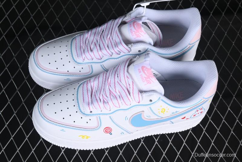 Nike Air Force 1 '07 Low Valentine's Day Limited Edition 2D Hand-Painted Graffiti Lollipop Casual Sneakers - TY0301-111