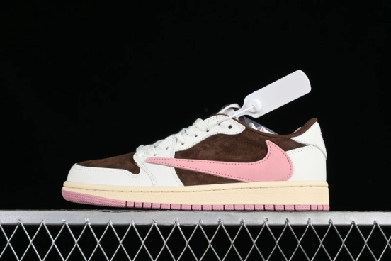 Nike Travis Scott x Air Jordan 1 Low OG AJ1 Reverse Swoosh Sneakers - DZ4137-206