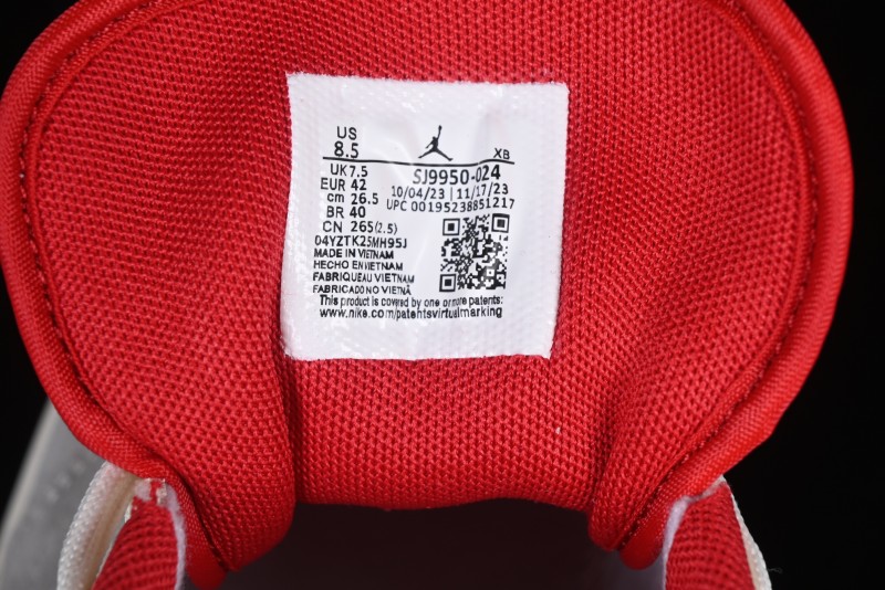 Nike Air Jordan 1 Low AJ1 Supreme Collaboration - White Grey Red Swoosh Retro Basketball Shoes - SJ9950-024