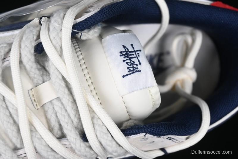 Nike SB Dunk Low Stussy Anniversary Edition High-End Custom Sneakers with Lace-Up Design in Grey White and Navy - YX5066-240