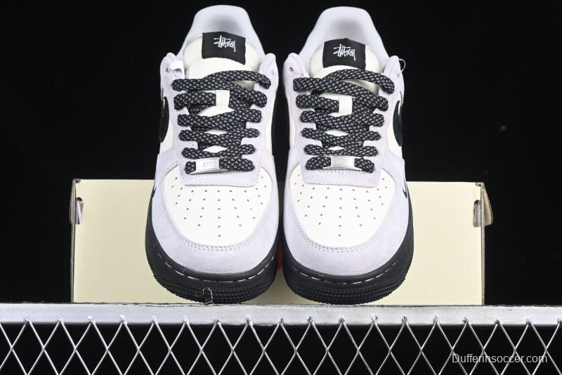 Nike Air Force 1 '07 Low Stussy Collaboration All Black Low-Top Casual Sneakers - XZ6188-195