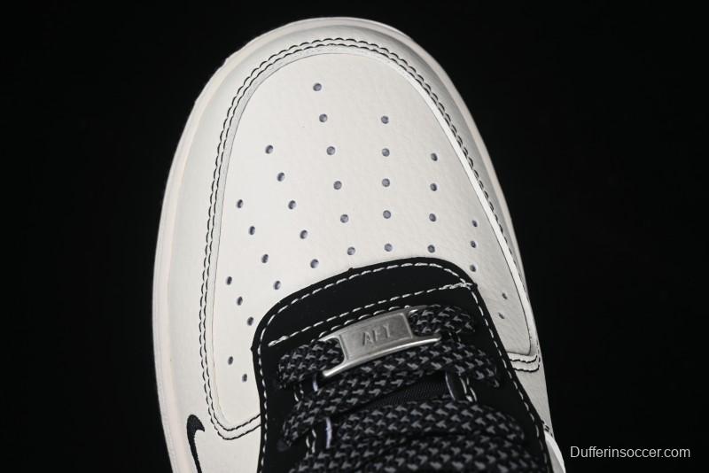 Nike Air Force 1 '07 Low Stussy Collaboration Black Stitch Red Swoosh Casual Sneakers - XS1958-518