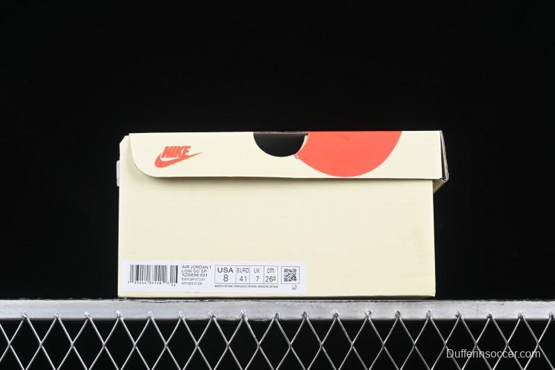 Nike Travis Scott x Fragment Design x Air Jordan 1 Low OG SP AJ1 Retro Sneakers in Summer Cicada Grey - XZ6898-001