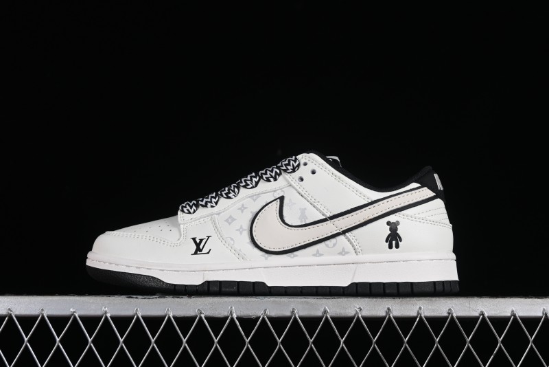 Nike SB Dunk Low LV Collaboration - Beige Black Violent Bear Anniversary High-End Custom Low-Top Casual Skate Shoes - SJ2068-239