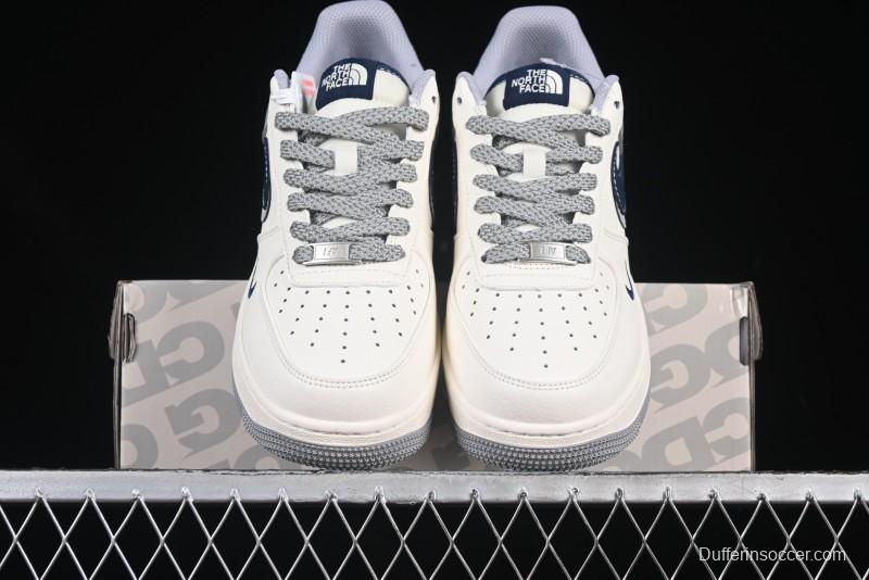 Nike Air Force 1 '07 Low The North Face Collaboration Grey Blue Double Swoosh Casual Sneakers - XS1958-520