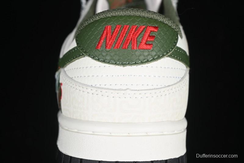 Nike SB Dunk Low UN Collaboration Year of the Snake Limited Edition Green Snake Swoosh Anniversary Custom Low-Top Casual Sneakers - DJ2024-070