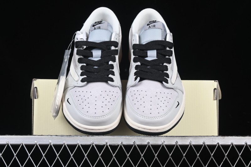 Nike Travis Scott x Fragment Design x Air Jordan 1 Low OG SP AJ1 Retro Sneakers in Summer Cicada Grey - XZ6898-001
