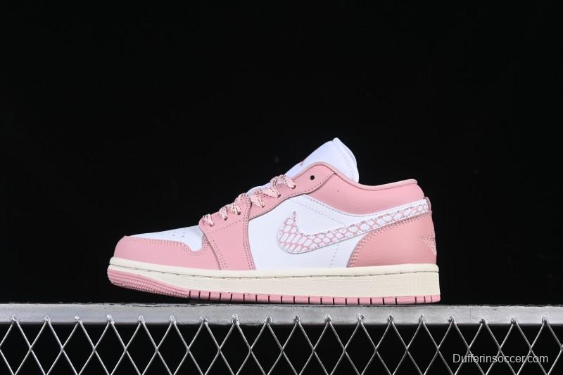 Nike Air Jordan 1 Low AJ1 Custom White Pink Low-Top Casual Lifestyle Sneakers - DC0774-162