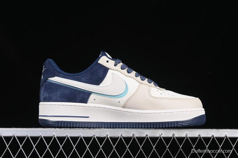 Nike Air Force 1 '07 Low Stussy Collaboration Light Blue White Transparent Swoosh Low-Top Casual Sneakers - DM6688-055