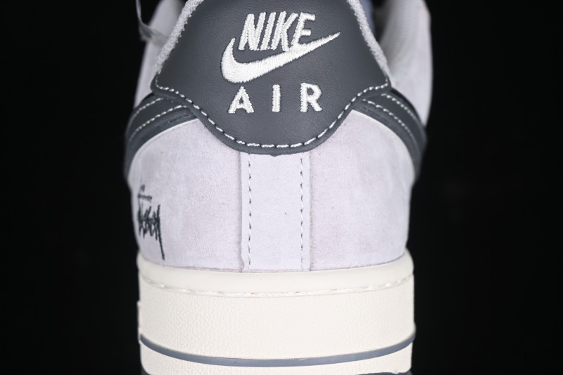 Nike Air Force 1 '07 Low Stussy Collaboration Grey Swoosh Casual Sneakers - XZ6188-911