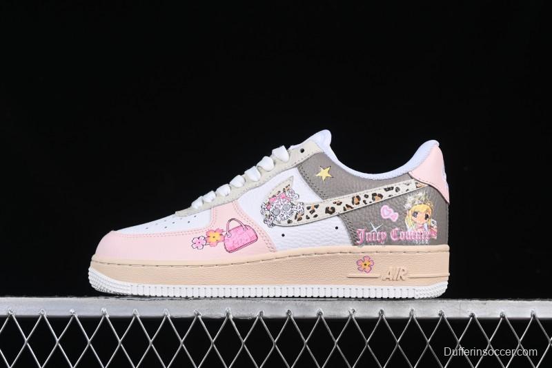 Nike Air Force 1 '07 Low Leopard Print Skeleton Custom Casual Sneakers - TY0103-222