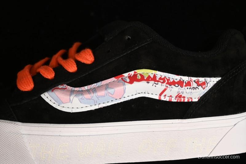 Vans Classics Knu Skool Retro Sneakers with Embroidered Graffiti Design and Thick Tongue - VN000CS00ZB