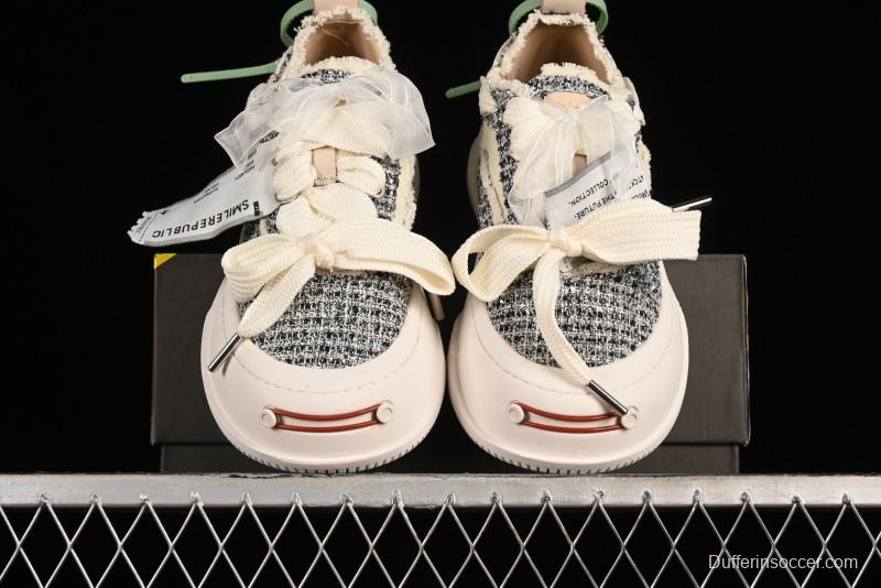 SMILEREPUBLIC SMILE Canvas Sneakers with Cut Wool Fringe and Unique Weaving - G.D4