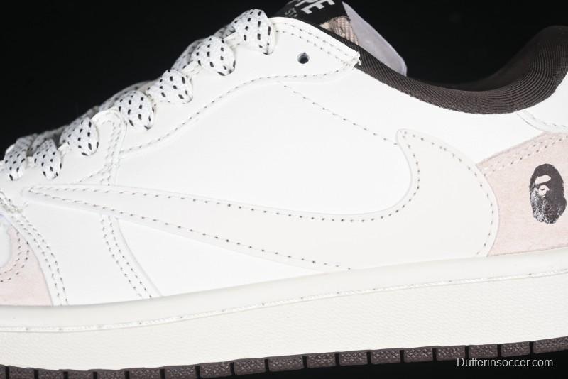 Nike Travis Scott x Fragment Design x Air Jordan 1 Low OG SP AJ1 Bape Collaboration Sneakers - AG3702-807