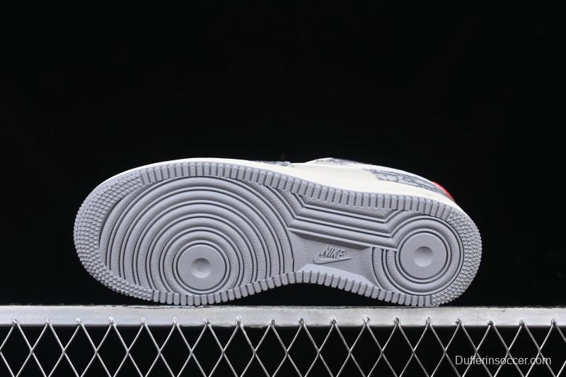 Nike Air Force 1 '07 Low Dior Collaboration - Grey Pattern Low-Top Casual Sneakers - DF0188-021
