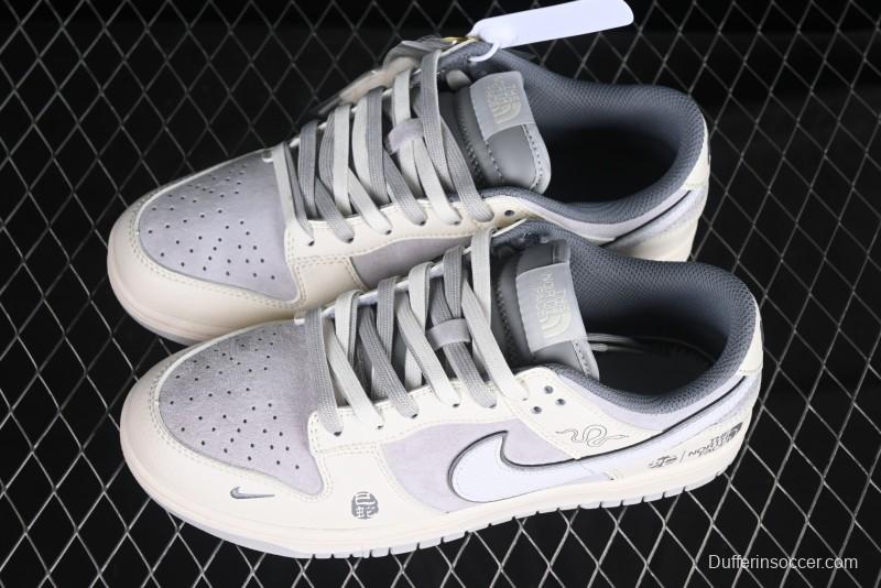 Nike SB Dunk Low The North Face Year of the Snake Light Grey Hook Anniversary Custom Low-Top Casual Skate Shoes - DM6868-007