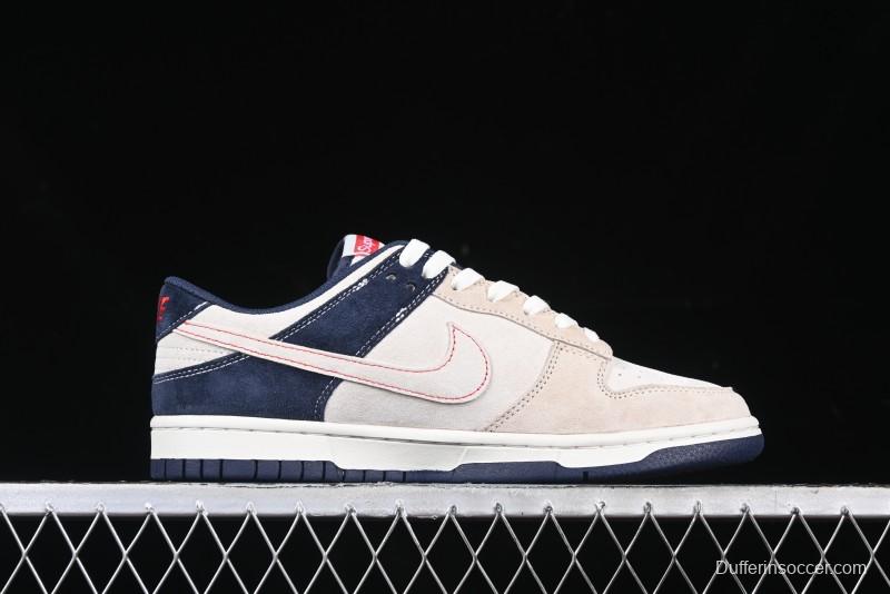 Nike SB Dunk Low Supreme Collaboration - Two-Tone White Swoosh Anniversary Customized Low-Top Casual Skate Shoes - DJ2024-045