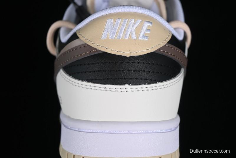 Nike Dunk Low Chestnut Letter High Street Black Brown Deconstructed SB Strap Low Top Casual Skate Shoes - DV0831-003