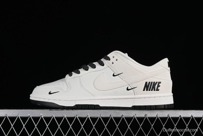 Nike SB Dunk Low Collaboration Three Swooshes Beige Black Color Low Top Casual Skateboarding Shoes - NK5639-321
