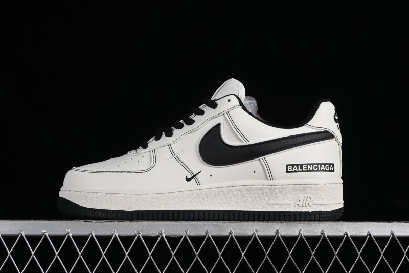 Balenciaga x Nike Air Force 1 '07 Low Triple Swoosh Beige Black Casual Shoes - FR0538-090