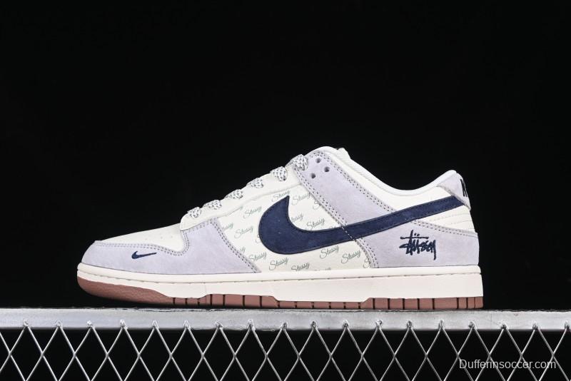 Nike SB Dunk Low Stussy Collaboration Blue Swoosh Gum Sole Anniversary Custom Low-Top Casual Sneakers - XS1086-012