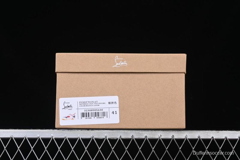 Christian Louboutin Funnyto Flat Comfortable Fashion Low-Top Sneakers in White Yellow Red - X.D4