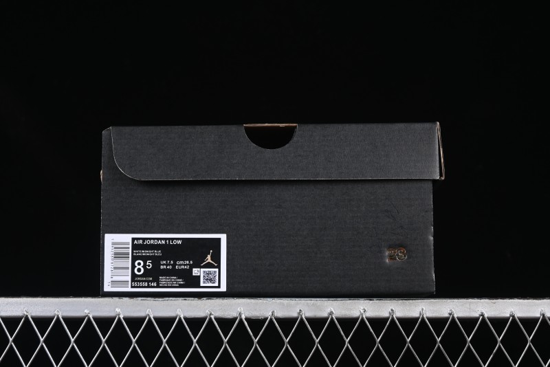 Nike Air Jordan 1 Low AJ1 Casual Sneakers with Cream and Blue Accents - 553558-146