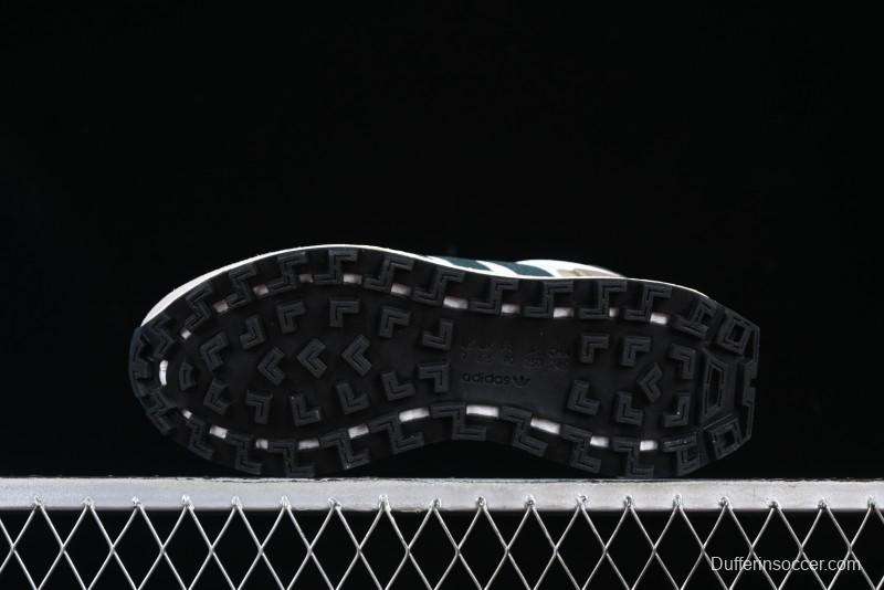 Adidas Retro-Inspired Sneakers - White, Grey & Green with Boost Sole