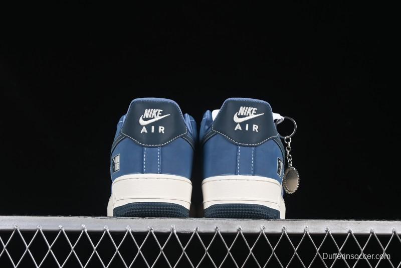 Nike Air Force 1 '07 Low Collaboration White Blue Ghost Face Casual Sneakers with Strap - KK1988-068