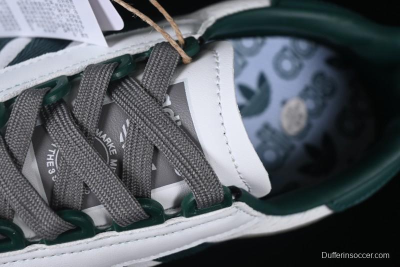 Adidas Retro-Inspired Sneakers - White, Grey & Green with Boost Sole