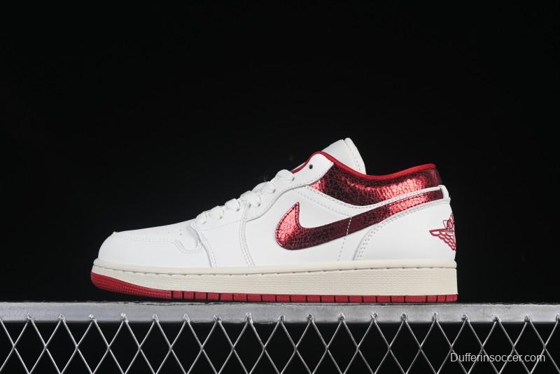 Nike Air Jordan 1 Low AJ1 White Red Low Top Casual Sneakers - HJ9338-106