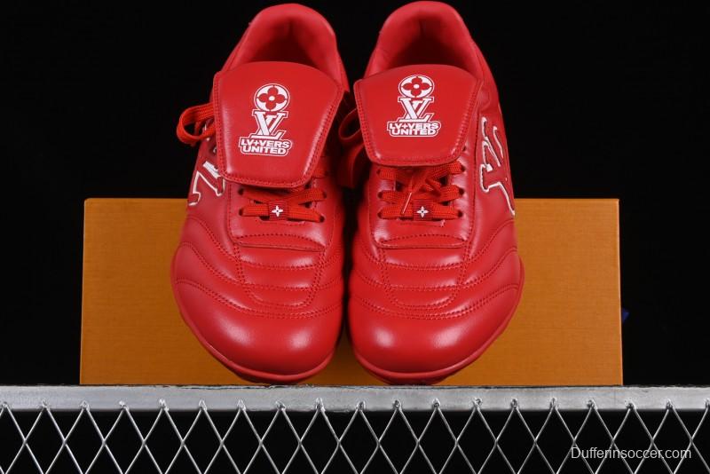 Louis Vuitton Footprint Soccer Low-Top Lifestyle Sneakers Round Toe Lace-Up Casual Shoes Red - AJF6