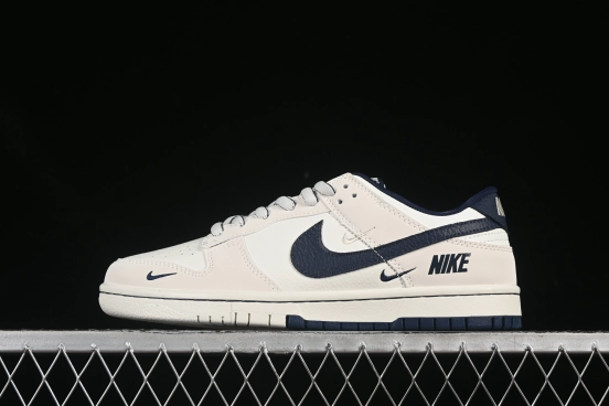 Nike SB Dunk Low Collaboration Triple Swoosh Cream Navy Anniversary Custom Low-Top Casual Skate Shoes - SC9207-402