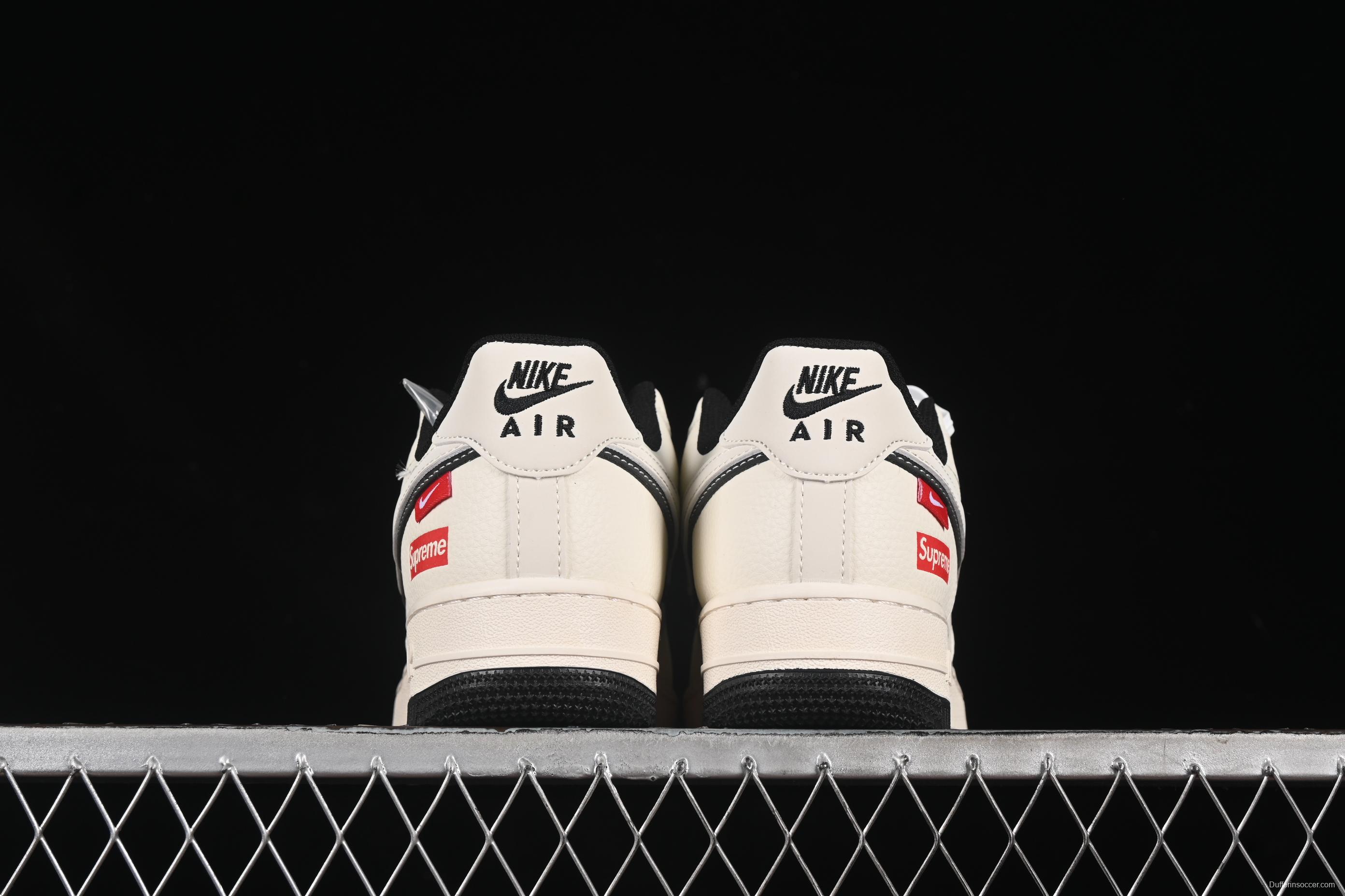 Nike Air Force 1 '07 Low Supreme Collaboration White Black Double Swoosh Casual Sneakers - XS1958-545