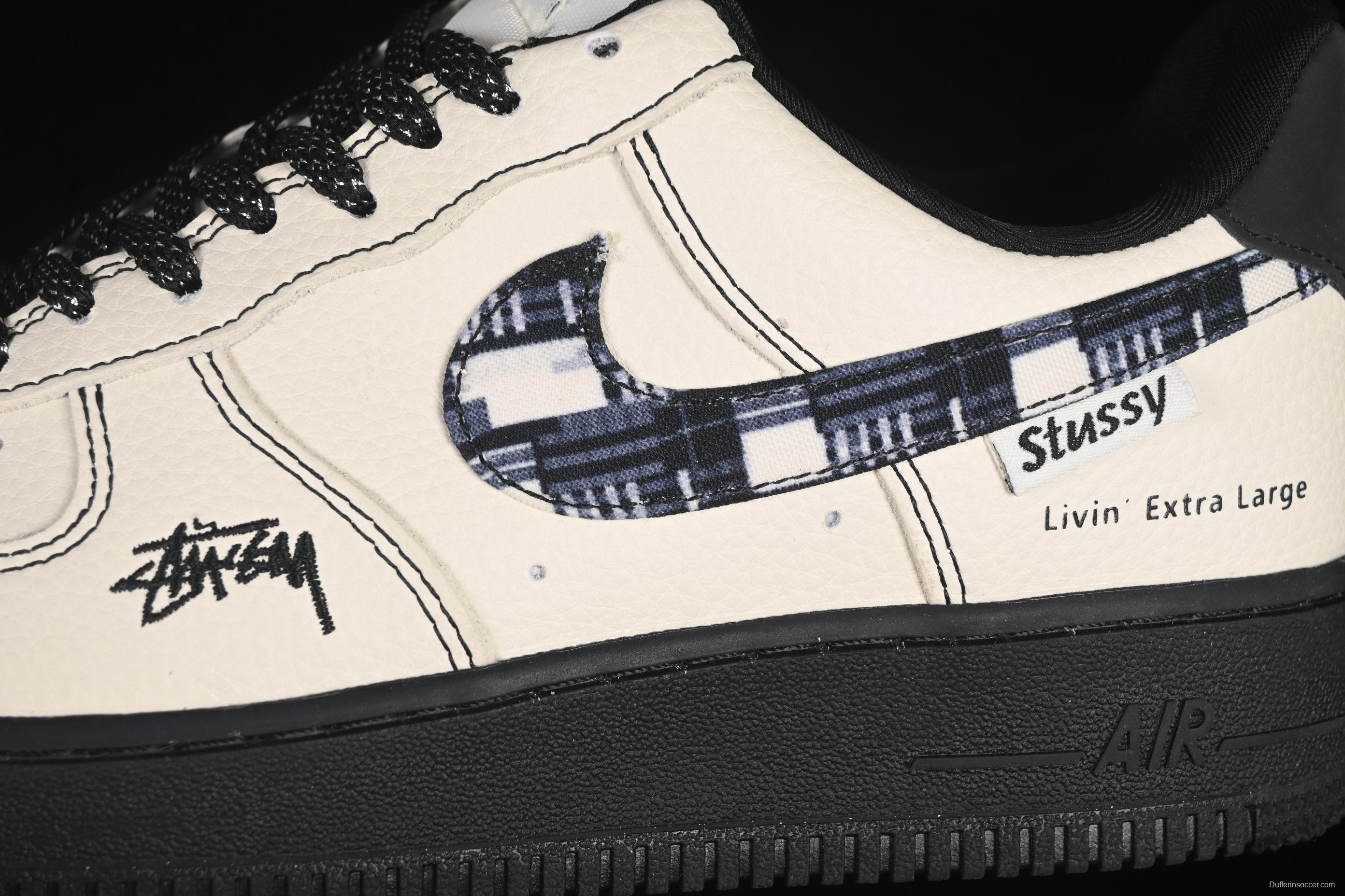 Nike Air Force 1 '07 Low Stussy Collaboration Checkerboard Black White Low-Top Casual Sneakers - KK1988-071
