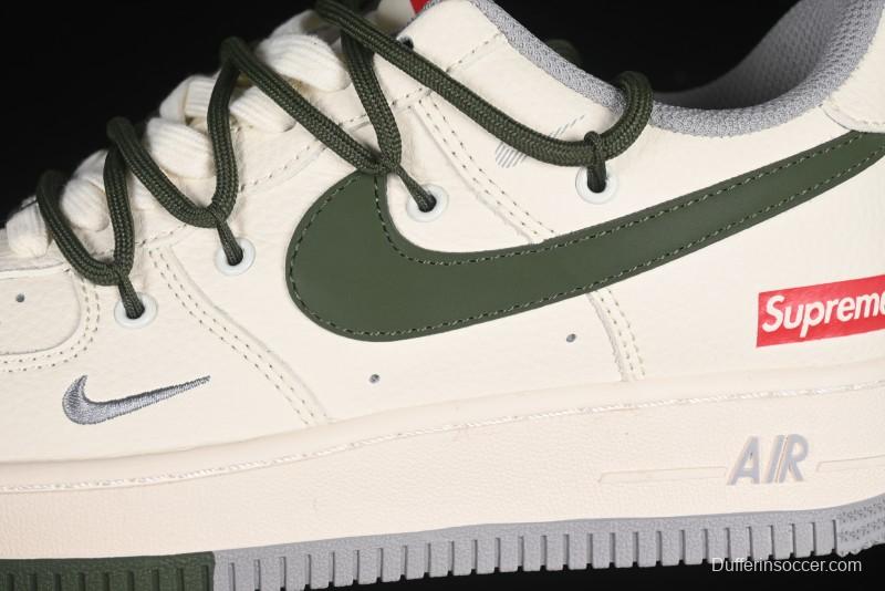 Nike Air Force 1'07 Low Supreme Collaboration Dual-Tone Grey Green Lace-Up Casual Sneakers - DM6868-070