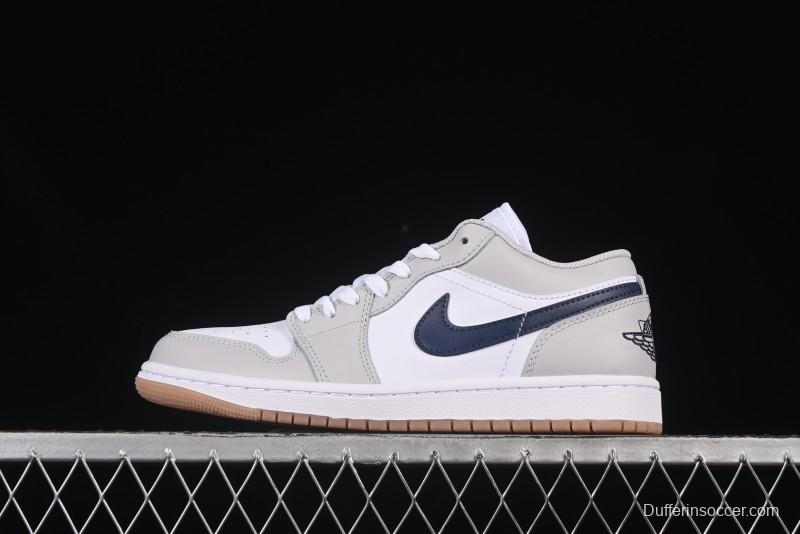 Nike Air Jordan 1 Low AJ1 Casual Sneakers with Blue Swoosh - 553558-146