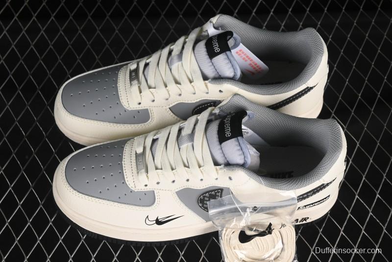 Nike Air Force 1 '07 Low Supreme Collaboration Beige Gray Building Blocks Casual Sneakers - XS1958-568